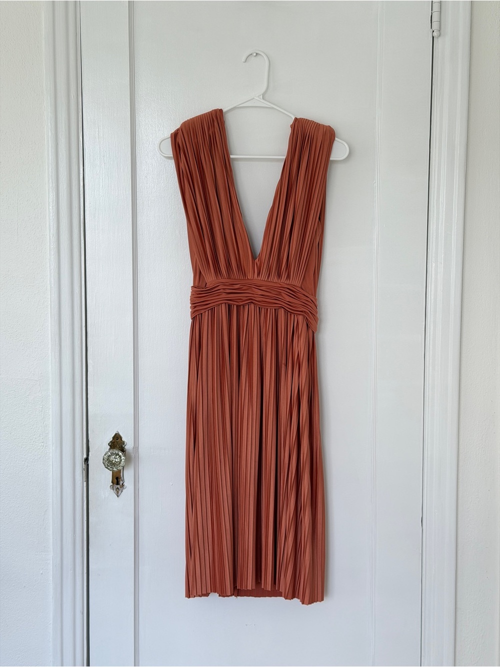 ASOS Burnt Orange Pleated Formal Midi Dress